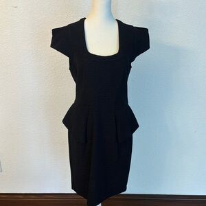 Yoana Baraschi Blue Peplum Midi Dress Square Neck